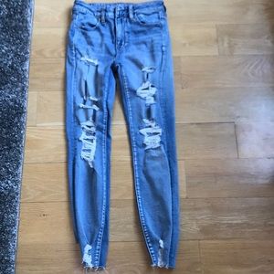 American eagle hi rise jegging distressed light 6